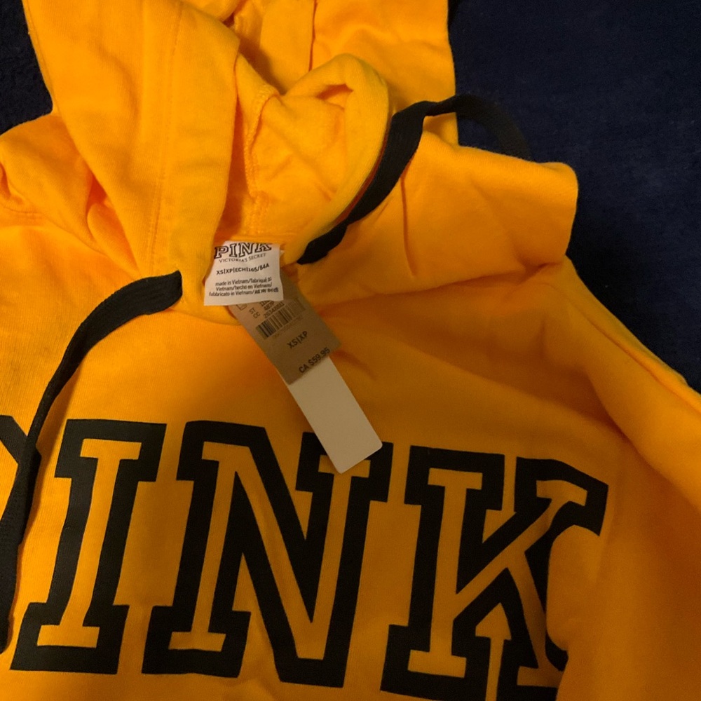 PINK Victoria's Secret Golden Hoodie with Black Accents